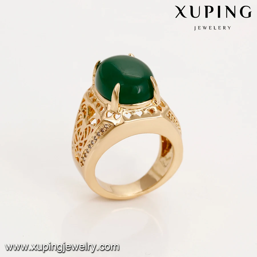 14731 Xuping 2017 new fashion gemstone jewelry, bright in color Turkish Jade 18k gold engagement ring