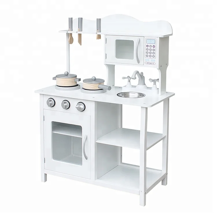 white wooden kitchen toy