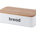 Bamboo Bread Bin With Lid 2017 New Iron Rectangle Bread Bin And Storage Jar Set With Bamboo Lid With BSCI Testing