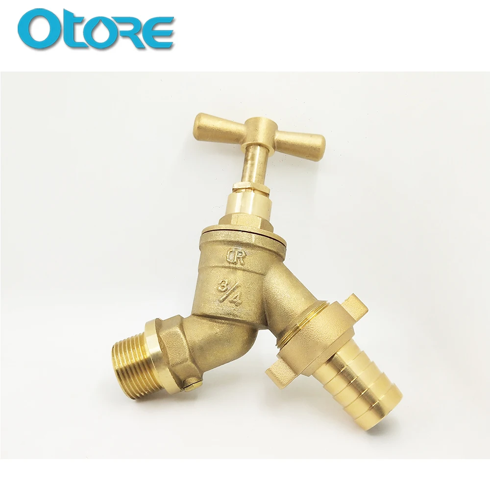 3/4" Hose Union Bib Tap Brass Outdoor Water Supply Weather-Resistant Barb 