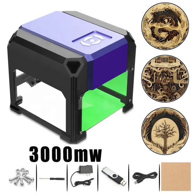 3000mw USB 3d Laser Engraving Cutting Machine Engraver CNC DIY Logo Mark Printer for sale online 