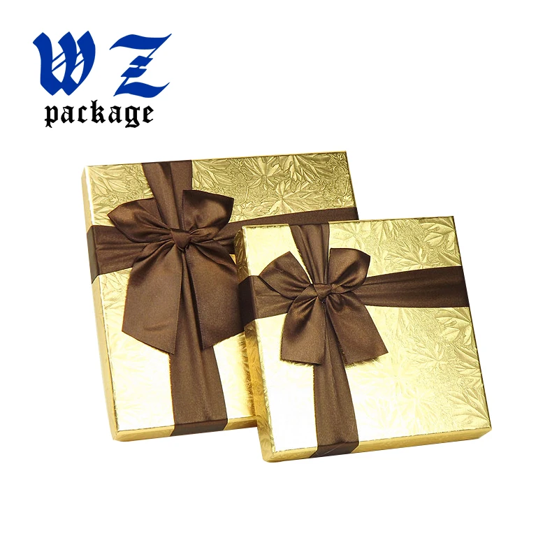 custom printing cardboard packaging lid and base glod chocolate