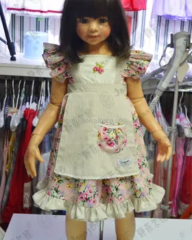 New design kids boutique clothes handmade embroidered flower girls apron dresses