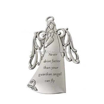 Engraved hot angel shaped Clip Never Drive Faster than your guardian angle can fly custom design charms