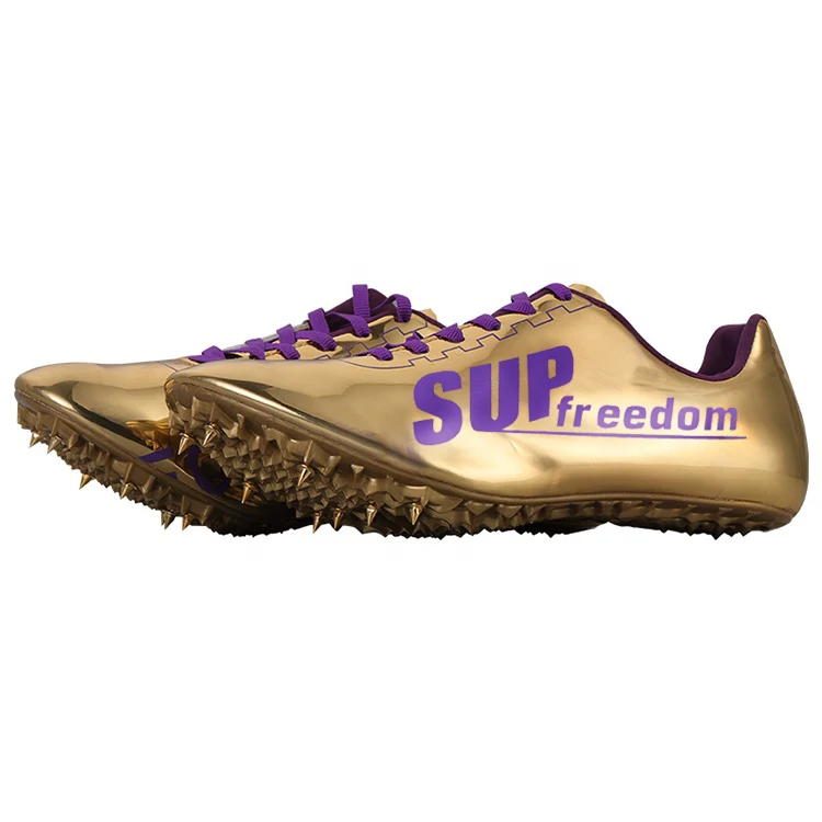 purple and gold track spikes