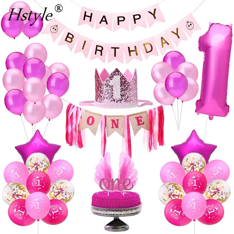 US!Pink Blue Gold Confetti Balloons 12‘’1st Birthday Party Baby Shower 15PCS Set 
