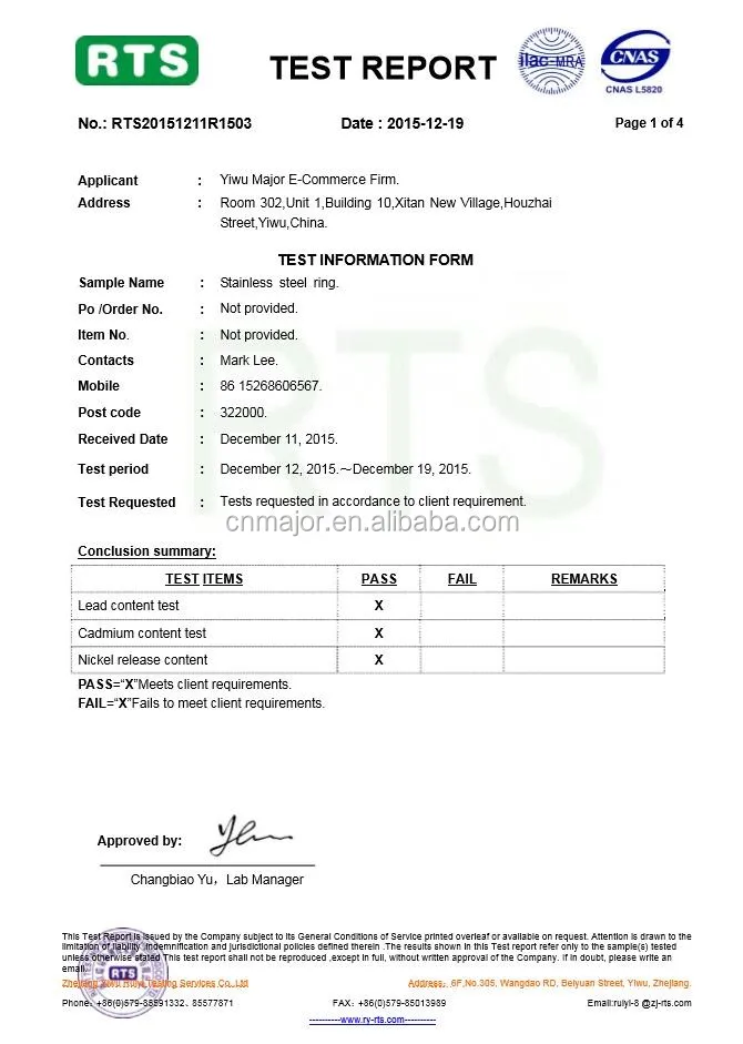 RTS Test Report