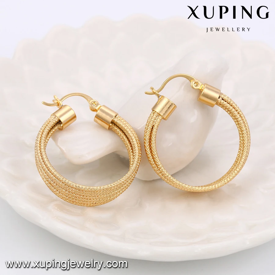 91554 fashion high quality 18k gold plated hoop earrings, hot sale gold earrings for women