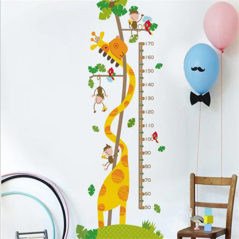 Unionpromo non-toxic pvc animal kids height growth chart wall sticker