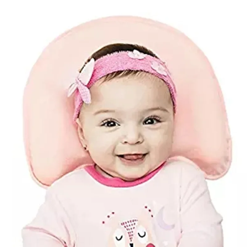Pink Baby Head Shaping Pillow Memory Foam Pillow Flat Head Syndrome Prevention 