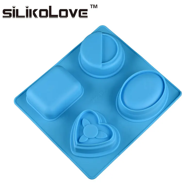 Food Grade Square Oval Shaped 4 Cavity Silicon Soap Mold For Handmade