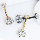 Navel Ring Piercing Ring Prong Set CZ Navel Ring Body Piercing G23 Titanium