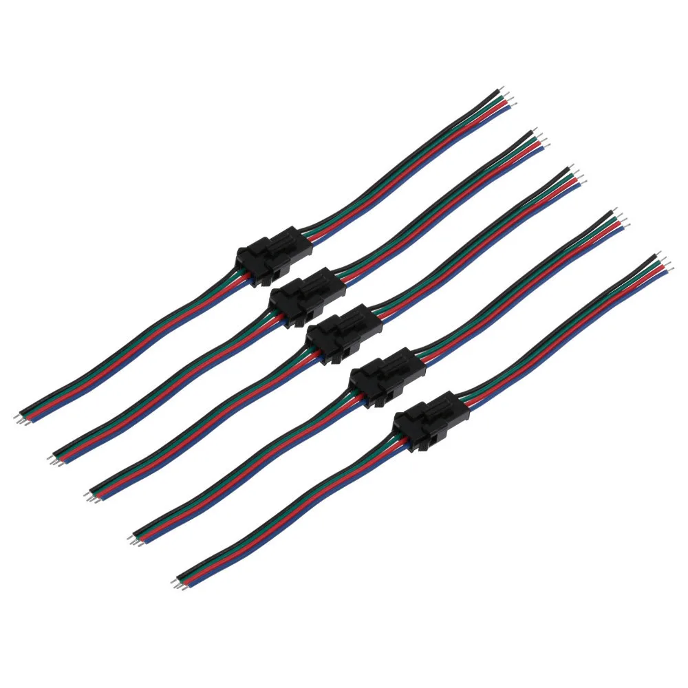 24 AWG Silicone Cord 15CM 4 Pin JST SMP & SMR Wire Connector for RC Lipo Battery / LED Lights RAYSUN 10 Pairs Male & Female 