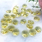 Beads Hole 14mm Light Yellow Crystal Chandelier Octagon Suncather Hanging Garland Beads With 2 Hole