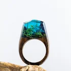 SecretWood Resin Rings Microland Forest Finger Rings Jewelry