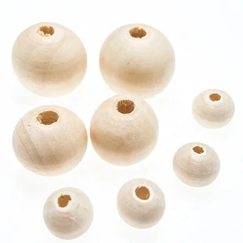 4mm 6mm 8mm 10mm 20mm 30mm 40mm 50mm Wooden Teething beads natural color round lotus wood bead Assorted size in bulk