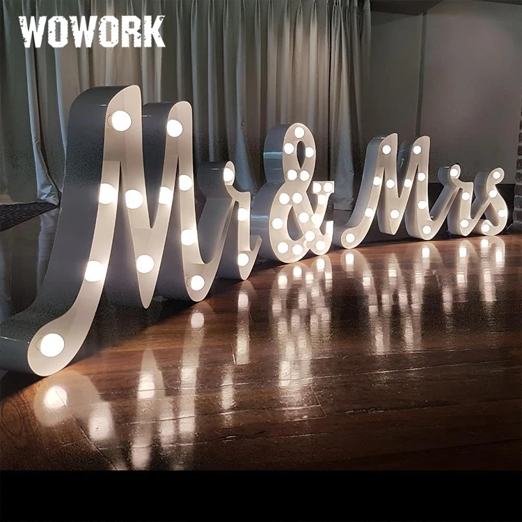 mr and mrs large light up letters