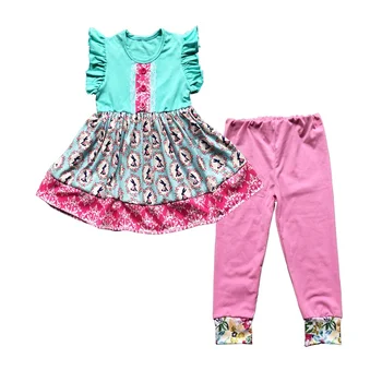 Boutique Baby Easter Clothes Rabbit Prints Shirts Dress American Girl Clothing Sets Fashion Clothes For Baby Girl