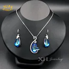 Jewelry Set Set Quality Woman Imitation Jewelry Set Blue Big Pear Shape Austria Crystal