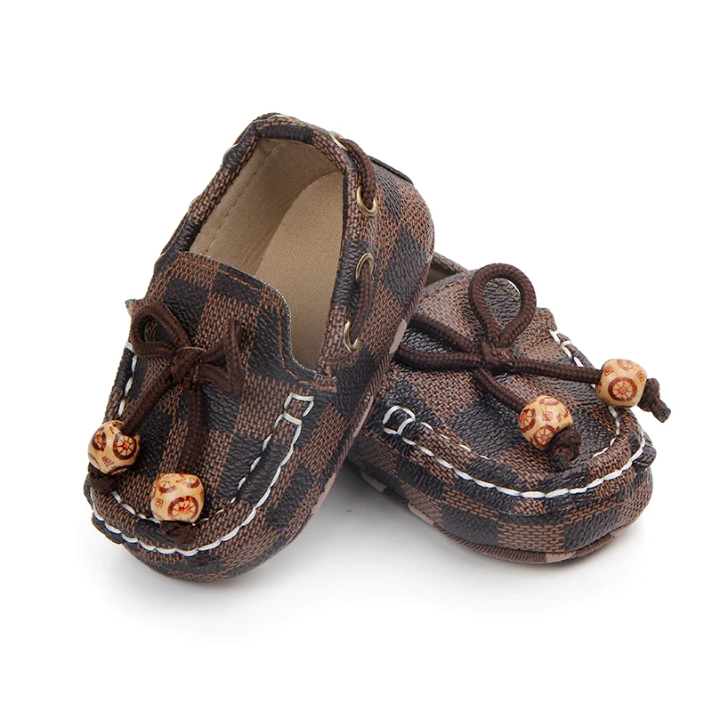 New Classic Vintage Plaid Toddler Shoes with Bow Non-slip Soft Soled Baby Walking Shoes supplier