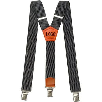 Mens Suspenders Wide Adjustable and Elastic Braces Y Shape with Very Strong Clips - Heavy Duty