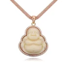 Gold Jewelry Jade Gold Plated Jewelry Jade Laughing Buddha Pendant Necklace For Women