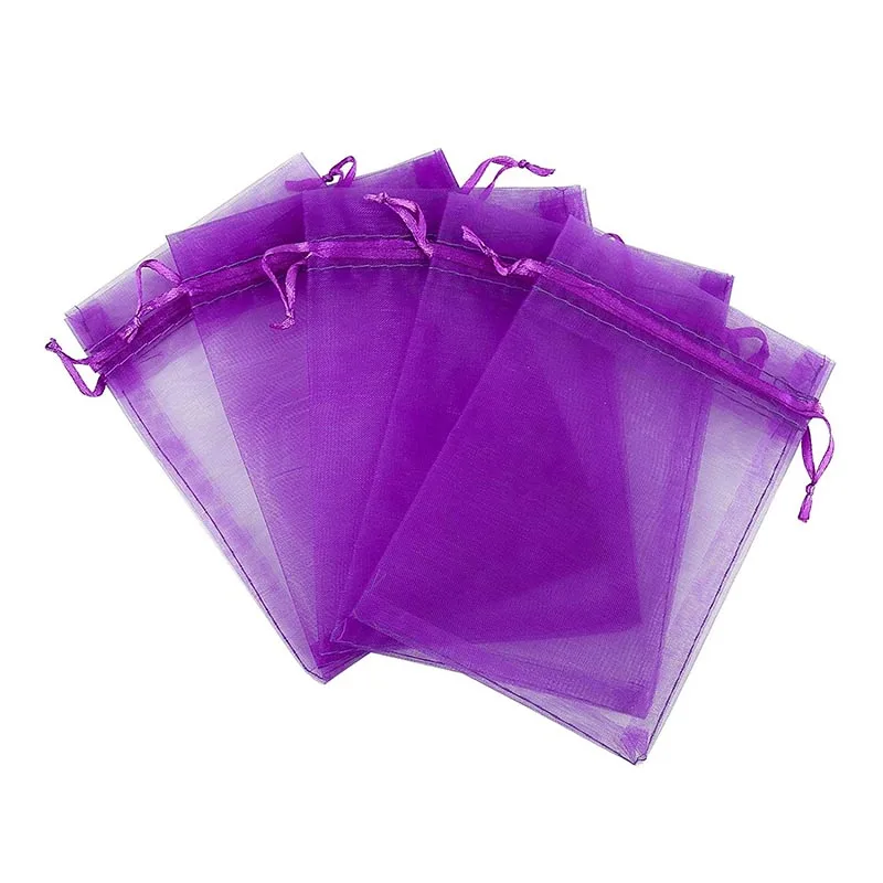 Colorful Organza Wedding Favour Candy Chrestmas Gift Bags Jewelry Pouches 9X12cm 