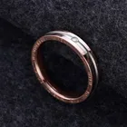 Titanium Gold Ip Plated Rose Gold Plated Ring For New Arrival Zircon Titanium Steel Ros Gold Engraved Ring For Couple