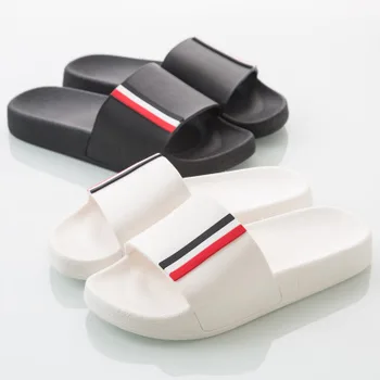 Summer bathroom non-slip thick bottom indoor outside the fashionable black and white household pvc men and woman slippers