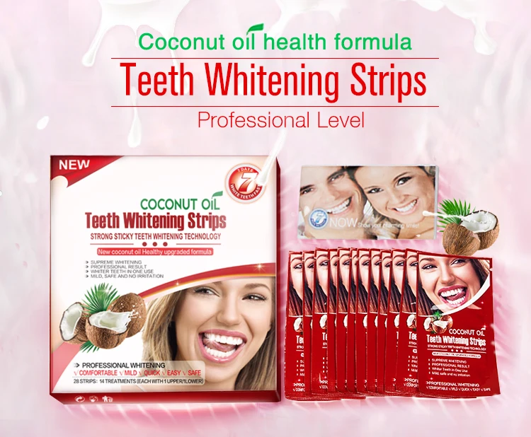 White Smile Coconut Oil Pulling Teeth Whitening Foam Strips Mild Tooth