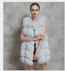 Vest Faux Fur Vest 2016 Winter Coat Faux Fox Fur Coat Hooded Vest Stripe Medium-long Vest Large Size Women