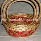 hand-weaven red wicker Christmas gift basket with handle