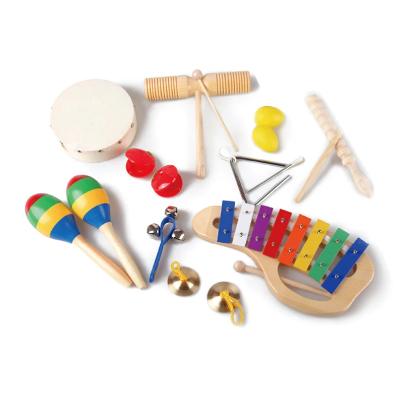 Orff-Instrumente Kinder-Percussion-Set Kinder Instrumente 8-teilg aus Holz 
