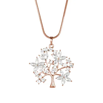 New Fashion Tree Of Life pendant Necklace Silver Rose Gold Crystal family Tree Necklaces Pendants Women Jewelry X58-XL07145