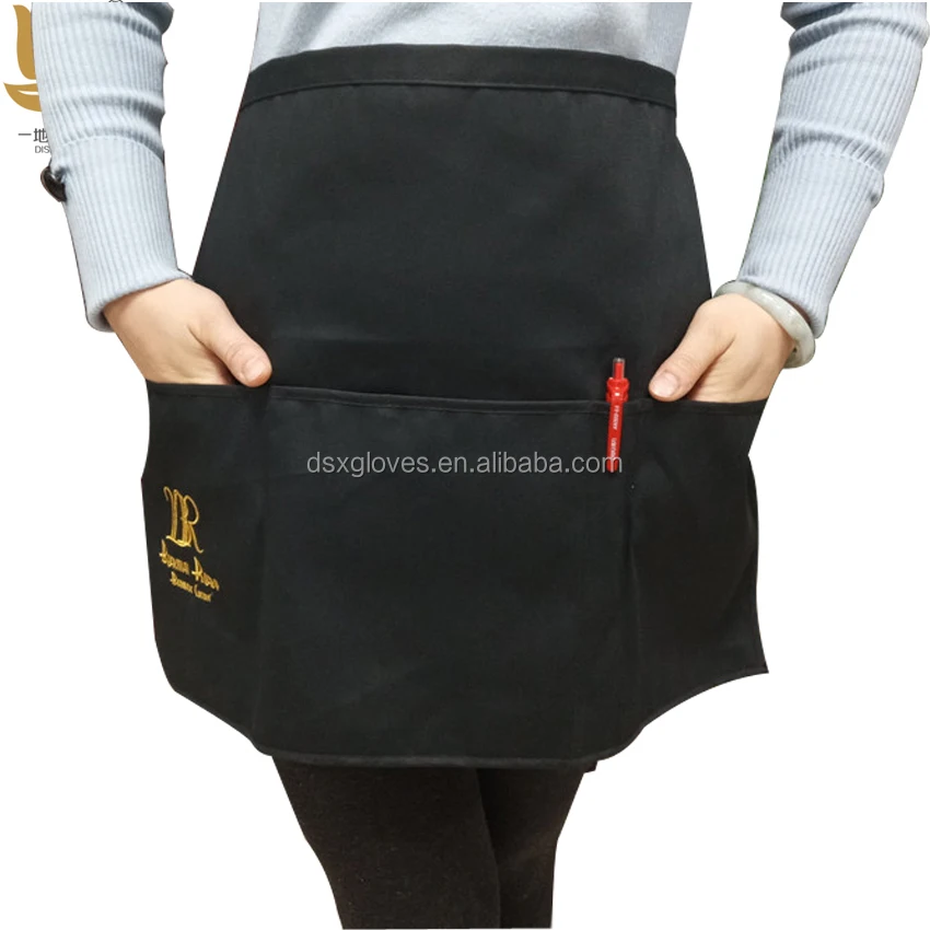 3 new waitress waiter server 3 pocket waist apron black 100% commercial grade! 