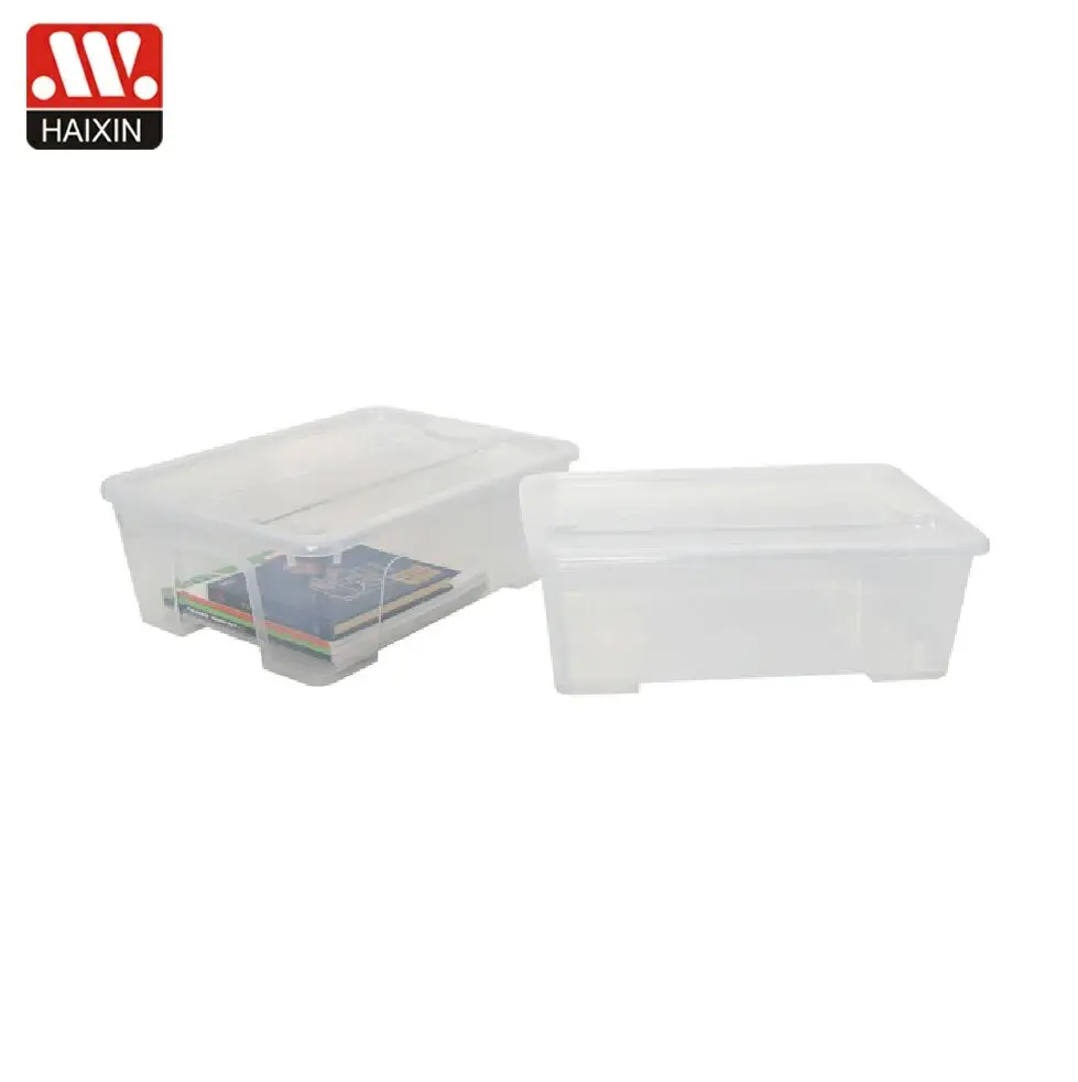 Factory direct price 21L box transparent container home organizing storage bins plastic with lid for clothes