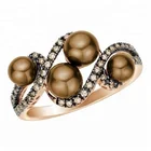 Ring Rings Real K Gold Brown Diamond Tahiti Pearl Ring