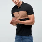 Shirts Shirt 100% Cotton Zip Neck Men's Polo Shirts Wholesale Contrast Panel Front Polo Shirt