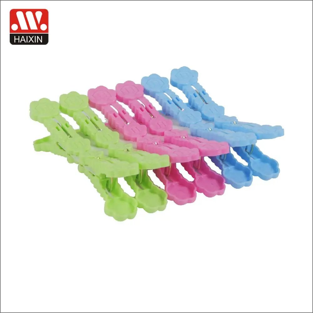 Haixing Flower-shape plastic clothes clips 10pcs set PP decor small clothespins