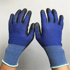 Work Gloves Glove Manufacture 18 Gauge Light Blue Nylon PU Coated Work Gloves