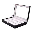 Hot Selling Luxury Black Wood Watch Display Packaging BOX With Glasses Window