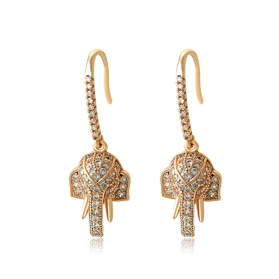 98755 Xuping new design aretes de moda gold plated jewelry aretes de mujer elephant style women pendant earrings