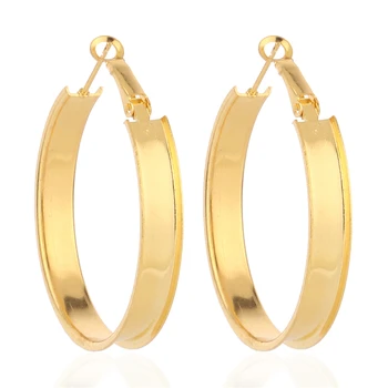 5 cm diameter 0.8cm width gold plated hoop earring chinese wholesale cheap jewelry