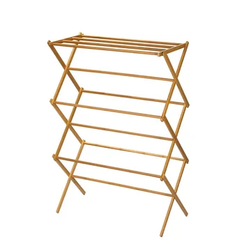 Bamboo wooden heavy duty cloth drying stand clothes rack