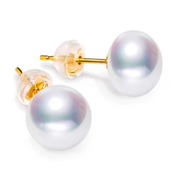 simple fresh water natural freshwater cultured real genuine 18K karat solid yellow gold pearl jewelry earring