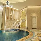 Custom Luxury Private Villa Waterjet Marble Flooring 3D Interior Design Service For Swimming Pool