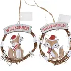 Garland Holiday Christmas Decorative Wreath With Fox Door Hanger Ornament Welcome Sign Wreath Garland Christmas Craft Holiday Decoration