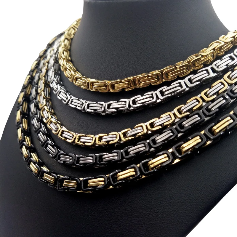 Necklaces Thick Link Byzantine Chain 