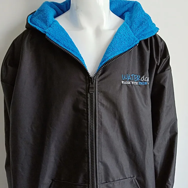 outdoor warm sports cloak short sleeve zipper change poncho robe fleece line hood robe