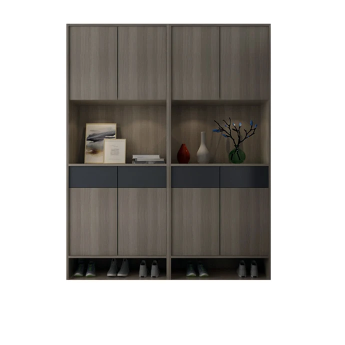 Hallway modern luxury wooden shoes design with melamine storage shoe cabinet furniture with mirror